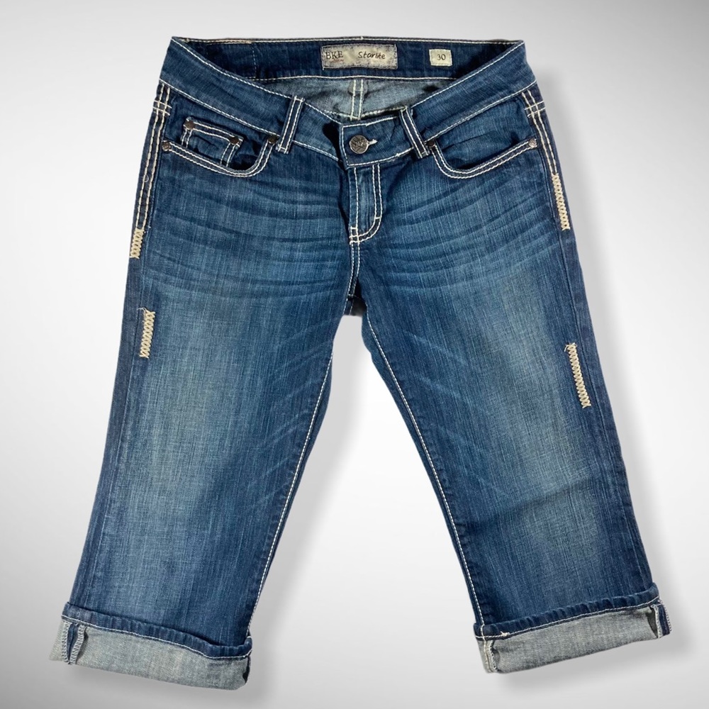 BKE Starlight Thick Stitching Crop Jeans Size 30